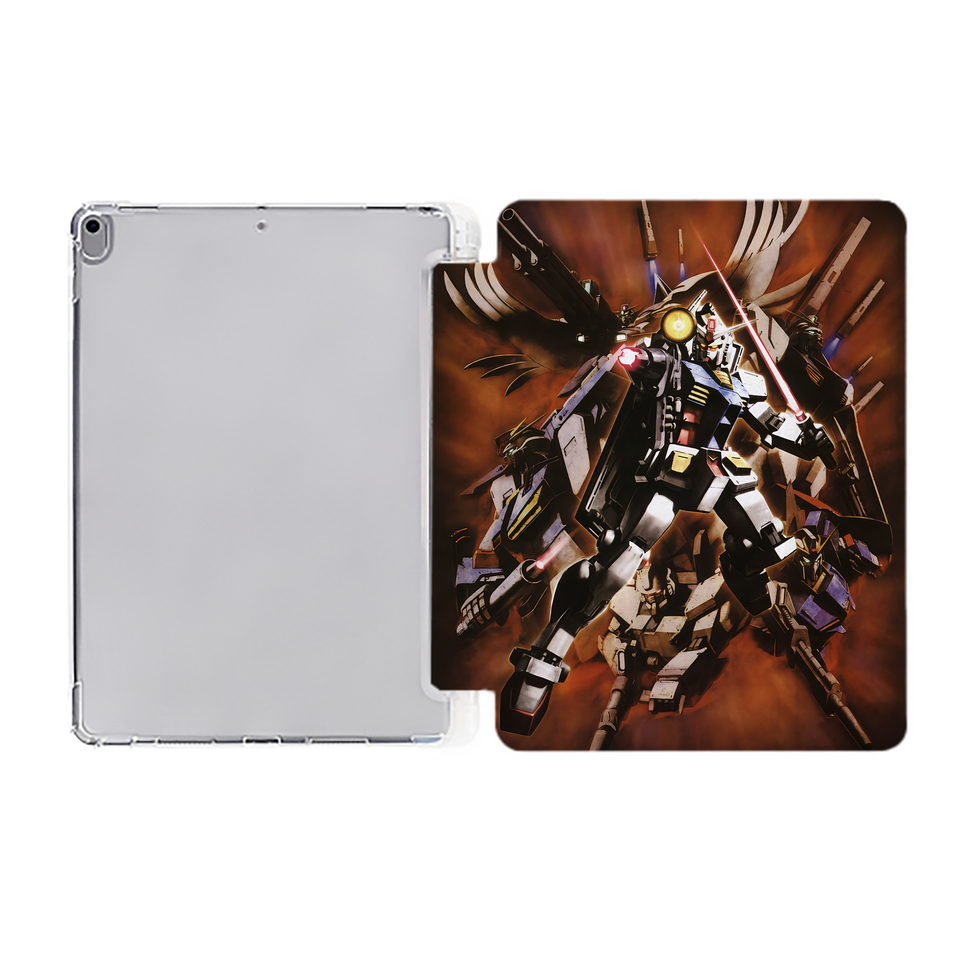 （画像用） 機動戦士ガンダム Mobile Suit Gundam IPad ケース ペン収納付き 三つ折りスタンド PUレザー×シリコン 対応機種9.5/10.5/10.9インチ